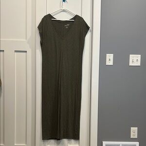 Women's Olive Green V-Neck Dress